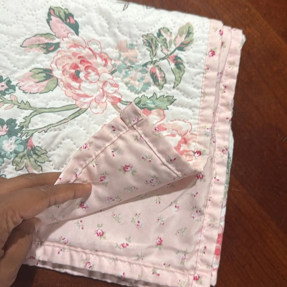 Simply shabby chic Floral Quilted pillow cover 21x 36 inches.